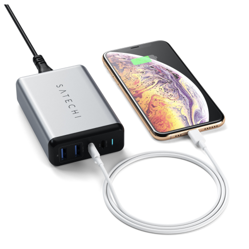 Satechi Dual USB-C/USB 75W PD Travel Charger Space Grey