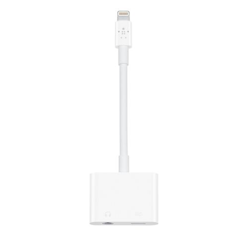 Belkin 3.5mm Audio + Lightning Charge Rockstar White