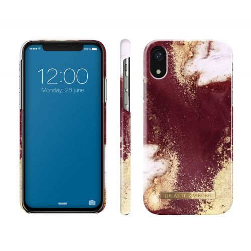 iDeal of Sweden Fashion Case Golden Burgundy Marble iPhone XR